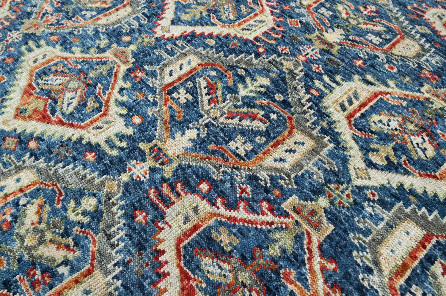 8x10 Navy, Beige, Burnt Orange Color Hand Knotted Oushak Wool Transitional Oriental Rug