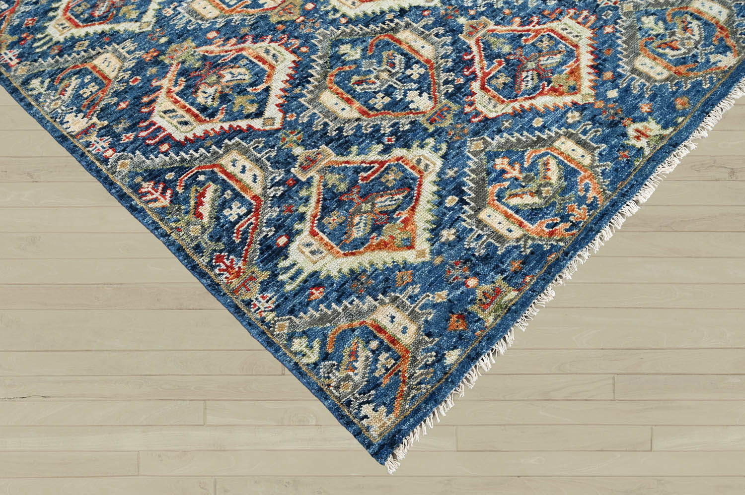 8x10 Navy, Beige, Burnt Orange Color Hand Knotted Oushak Wool Transitional Oriental Rug