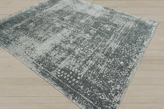 8x10 Tone On Tone Gray, Charcoal, Color Hand Knotted  100% Wool Transitional Oriental Rug