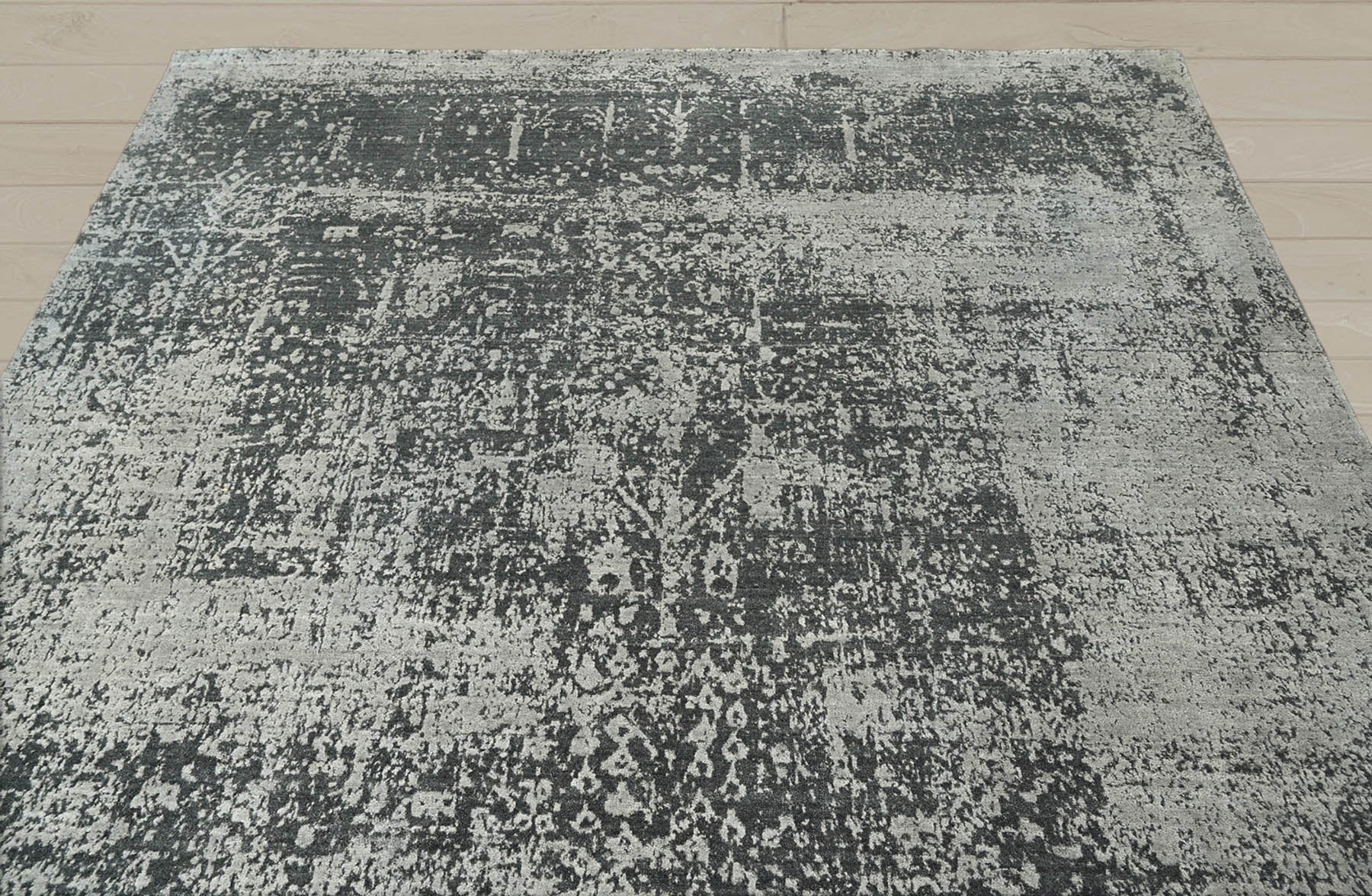 8x10 Tone On Tone Gray, Charcoal, Color Hand Knotted  100% Wool Transitional Oriental Rug