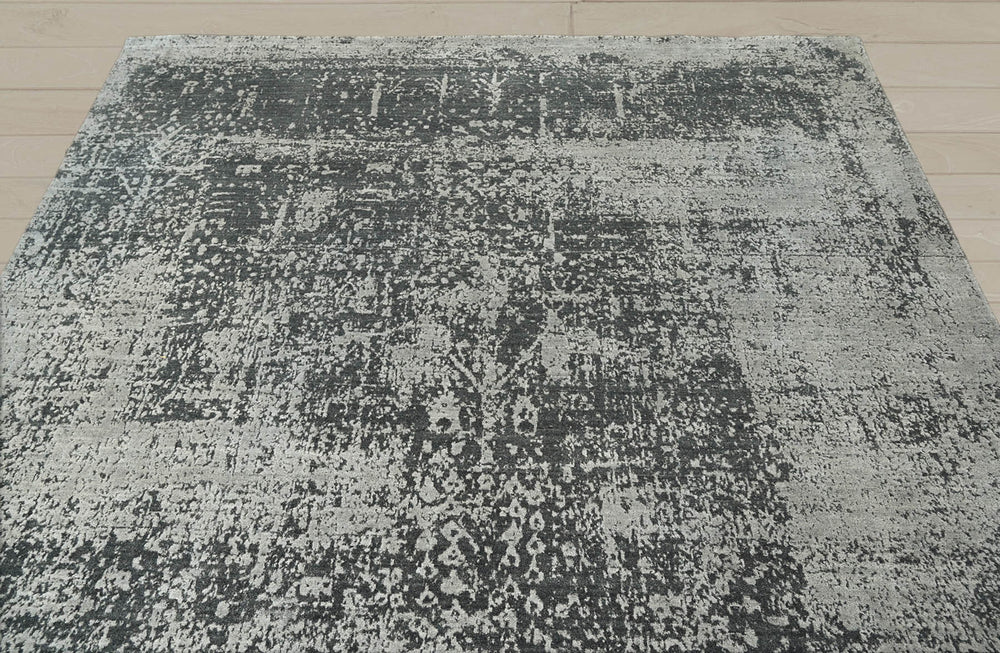 8x10 Tone On Tone Gray, Charcoal, Color Hand Knotted  100% Wool Transitional Oriental Rug