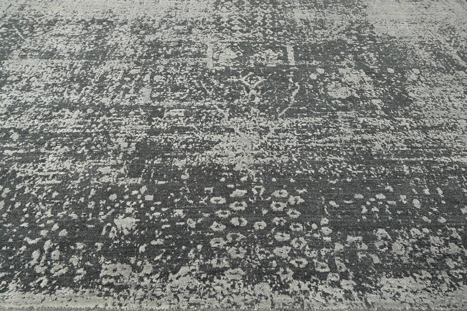 8x10 Tone On Tone Gray, Charcoal, Color Hand Knotted  100% Wool Transitional Oriental Rug