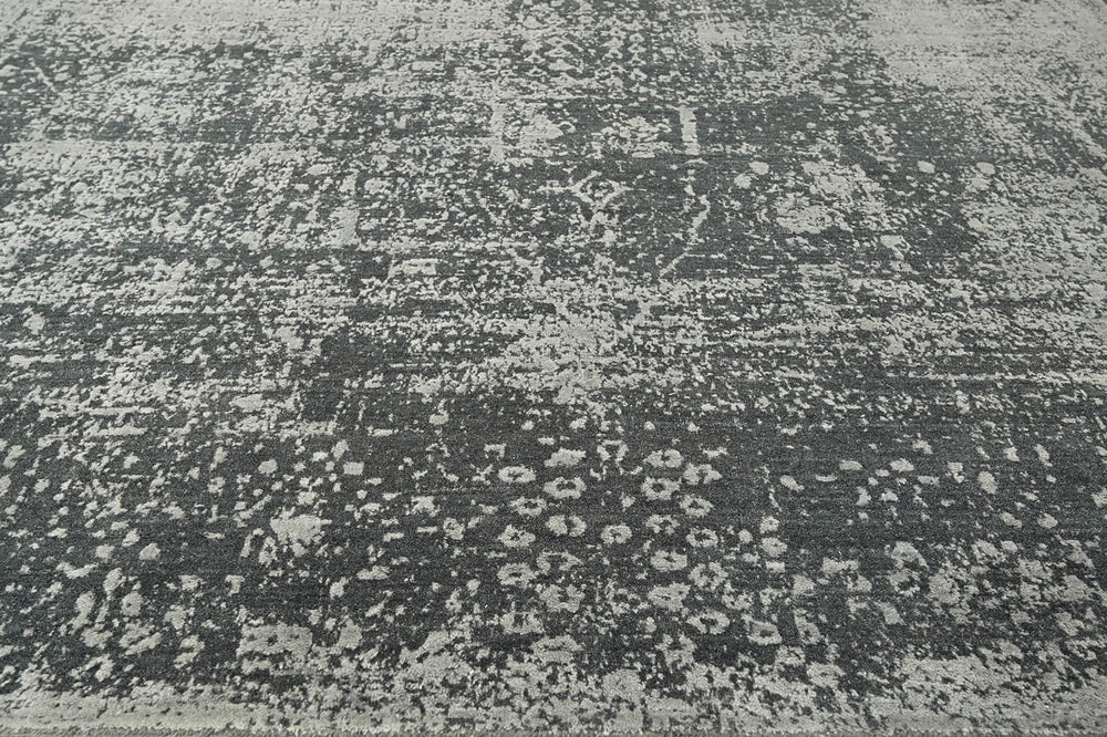 8x10 Tone On Tone Gray, Charcoal, Color Hand Knotted  100% Wool Transitional Oriental Rug