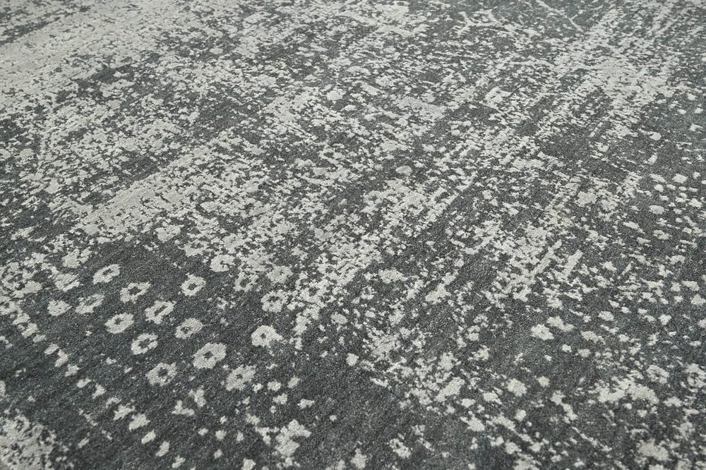 8x10 Tone On Tone Gray, Charcoal, Color Hand Knotted  100% Wool Transitional Oriental Rug