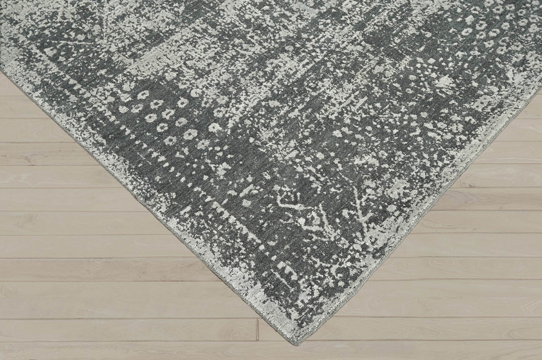 8x10 Tone On Tone Gray, Charcoal, Color Hand Knotted  100% Wool Transitional Oriental Rug
