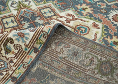 8x10 Teal
, Ivory, Peach
 Color Hand Knotted Oushak Wool Traditional Oriental Rug