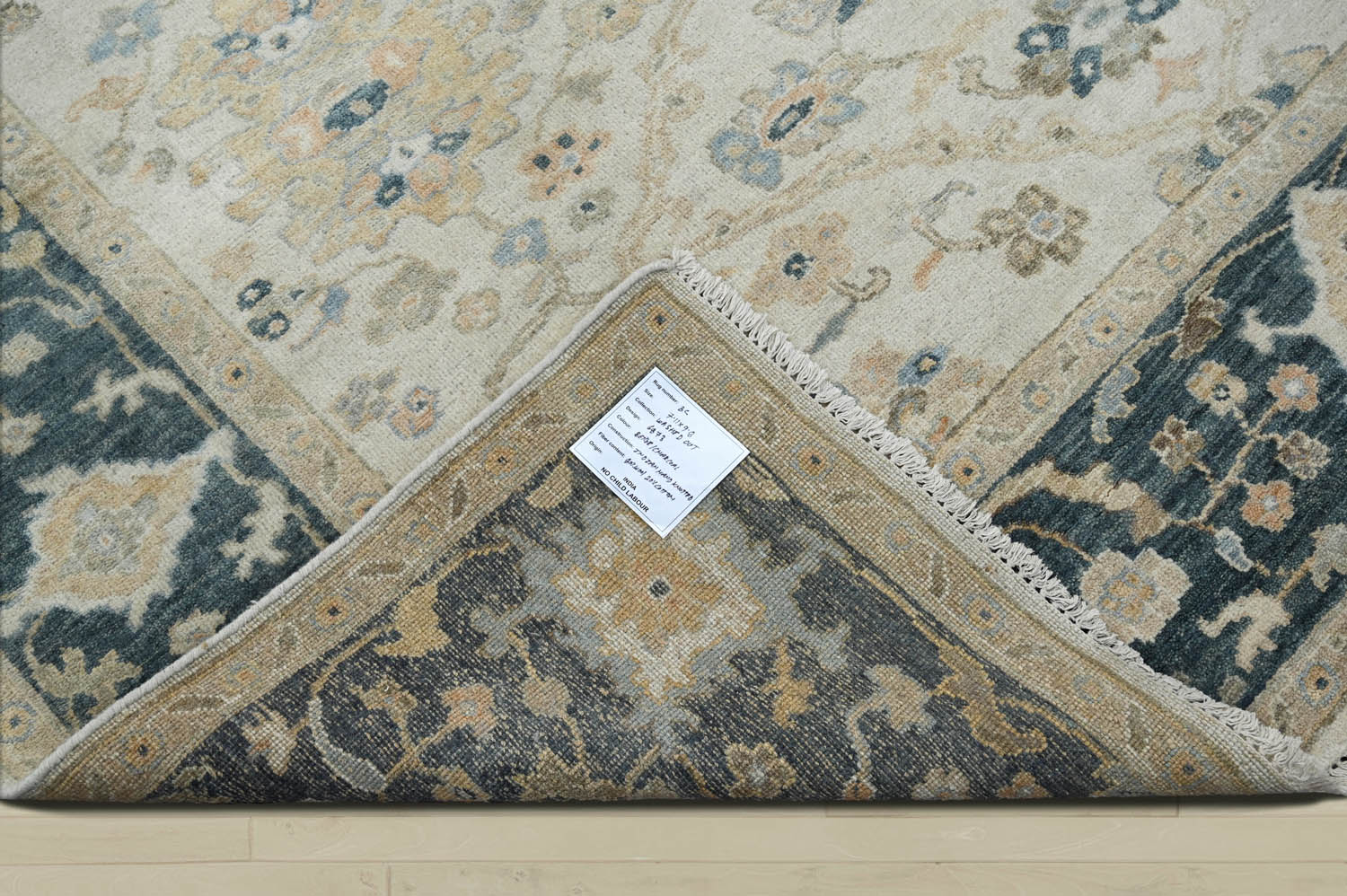 Multi Size Beige Blue Gray Color Hand Knotted Turkish Oushak Wool Traditional Oriental Rug