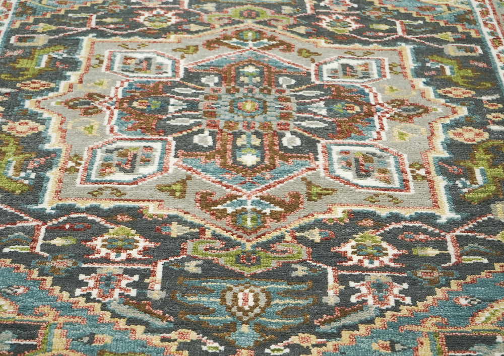 5x8 Gray, Aqua, Slate Color Hand Knotted Oushak Wool Traditional Oriental Rug
