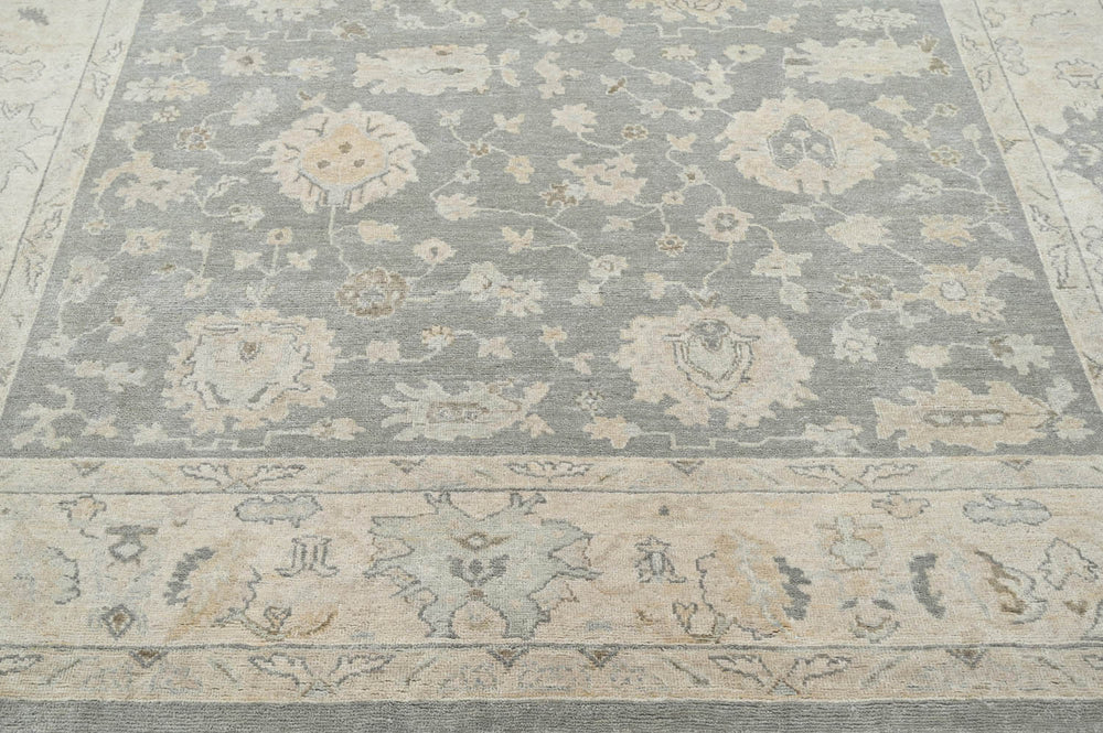 Multi Size Dark Gray Beige Muted Earth Tones Color Hand Knotted Turkish Oushak Wool Traditional Oriental Rug