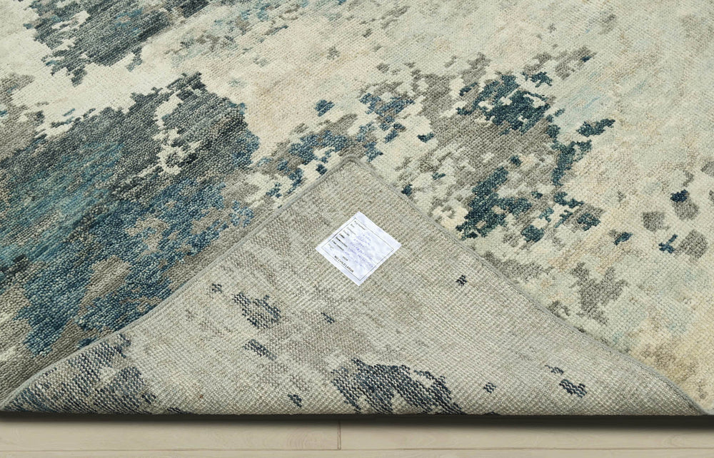 8x10 Gray, Blue, Charcoal Color Hand Knotted Indo Oushak 100% Wool Traditional Oriental Rug