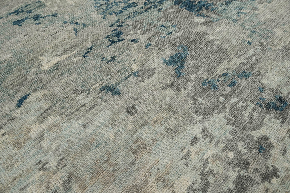 8x10 Gray, Blue, Charcoal Color Hand Knotted Indo Oushak 100% Wool Traditional Oriental Rug