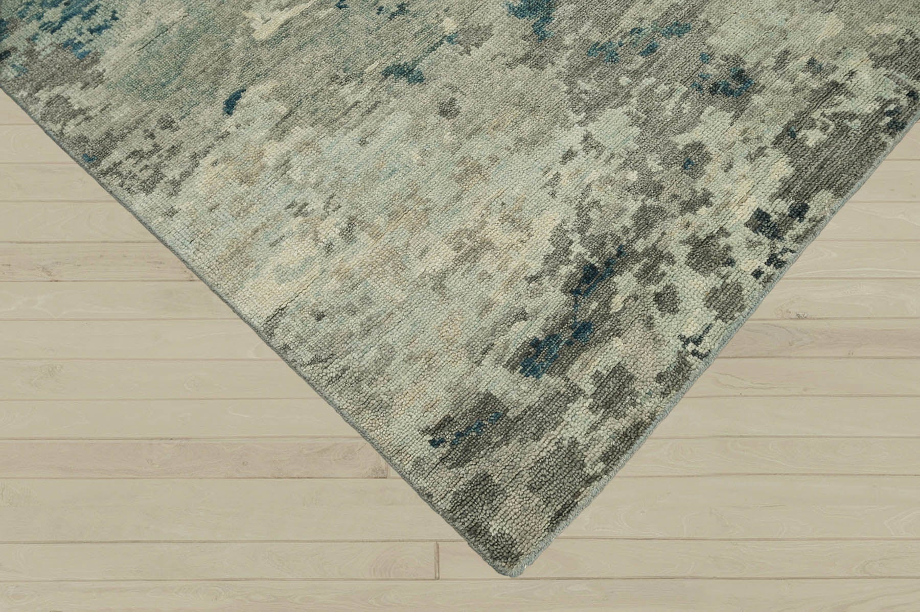 8x10 Gray, Blue, Charcoal Color Hand Knotted Indo Oushak 100% Wool Traditional Oriental Rug