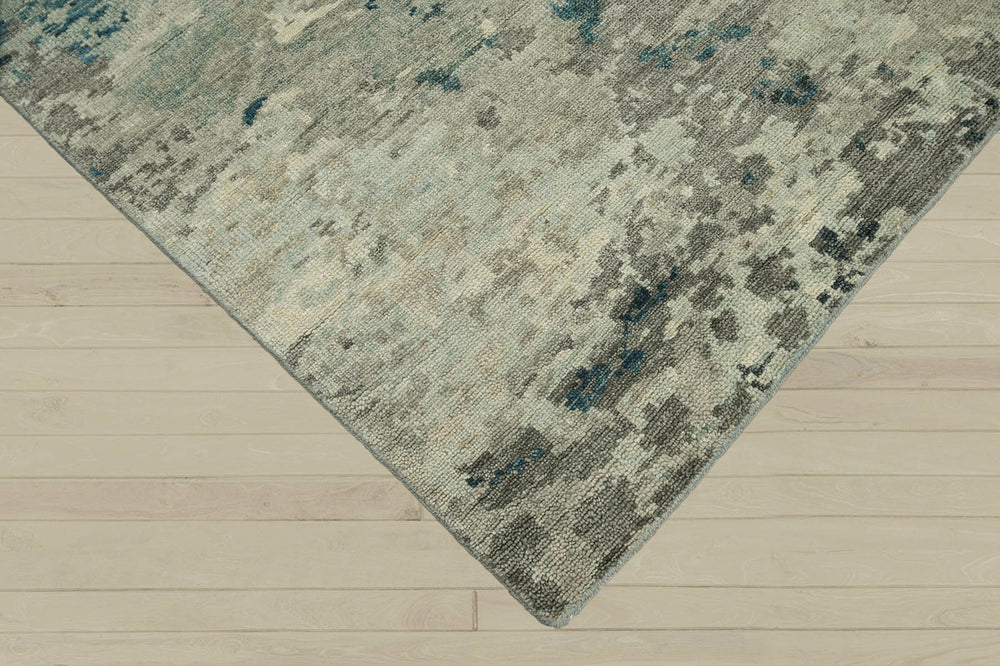 8x10 Gray, Blue, Charcoal Color Hand Knotted Indo Oushak 100% Wool Traditional Oriental Rug