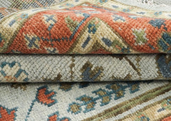 5x8 Gray, Blue, Burnt Orange Go Color Hand Knotted Oushak Wool Transitional Oriental Rug