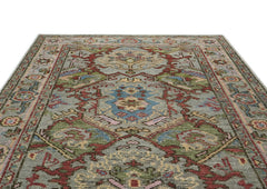 5x8 Moss, Gray, Rust Color Hand Knotted Oushak Wool  Oriental Rug