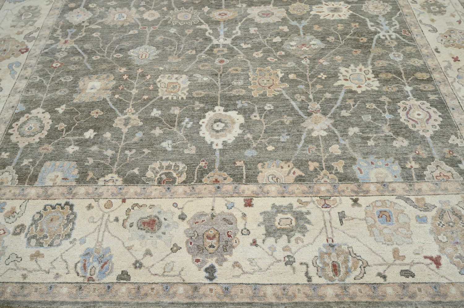 10x14 Gray, Beige, Muted Earth Tones Color Hand Knotted Oushak Wool Traditional Oriental Rug