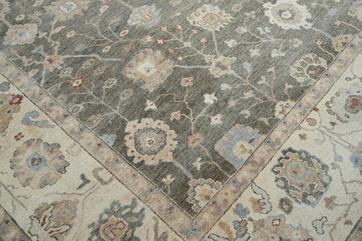 10x14 Gray, Beige, Muted Earth Tones Color Hand Knotted Oushak Wool Traditional Oriental Rug