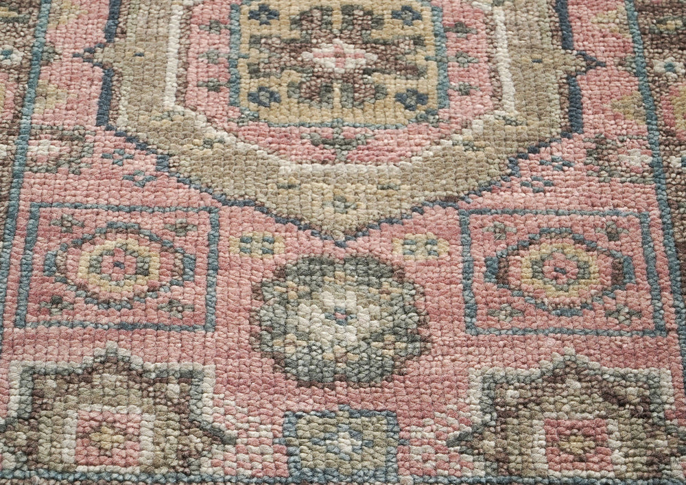2'6x10 Blush, Gray, Ivory Color Hand Knotted Oushak Wool Transitional Oriental Rug