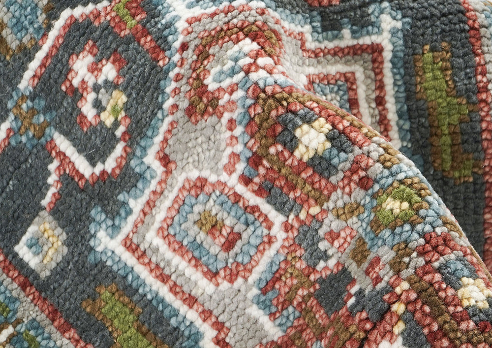 2'6x10 Gray, Slate, Ivory Color Hand Knotted Oushak Wool Transitional Oriental Rug