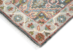 2'6x10 Gray, Slate, Ivory Color Hand Knotted Oushak Wool Transitional Oriental Rug