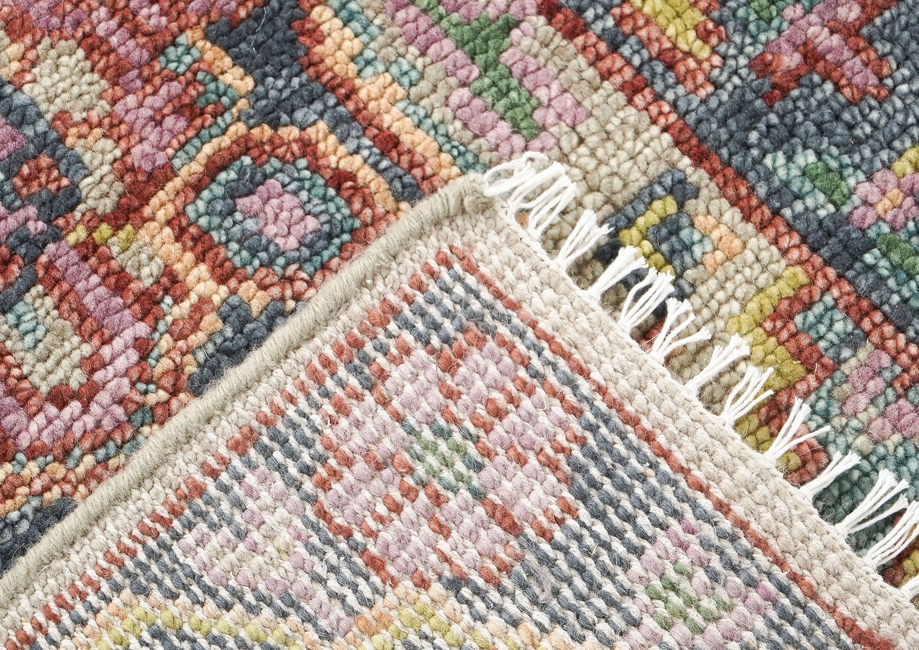 2'6x10 Beige, Slate, Gold Color Hand Knotted Oushak Wool Traditional Oriental Rug