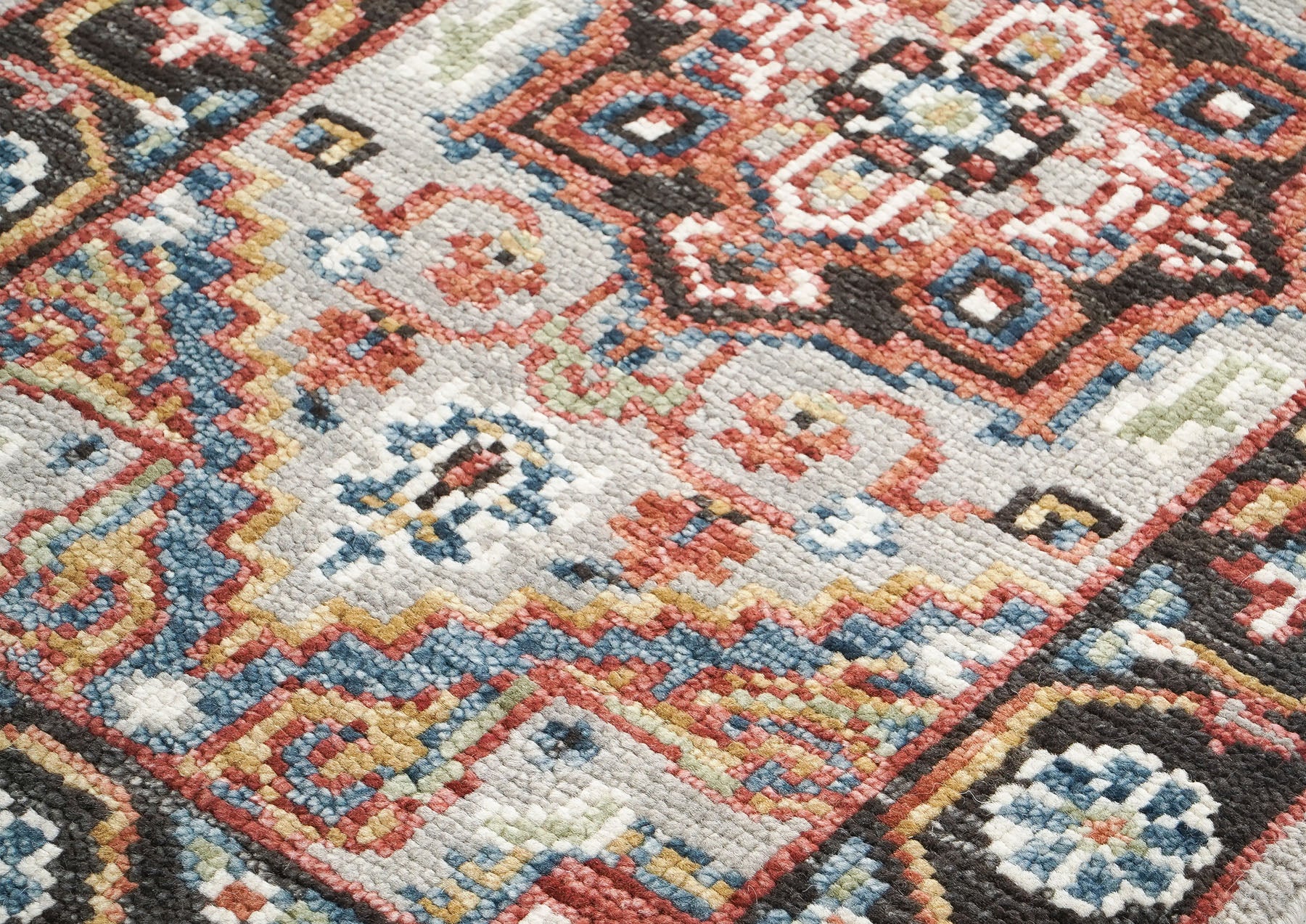 2'6x10 Gray, Rust, Ivory Color Hand Knotted Oushak Wool Traditional Oriental Rug
