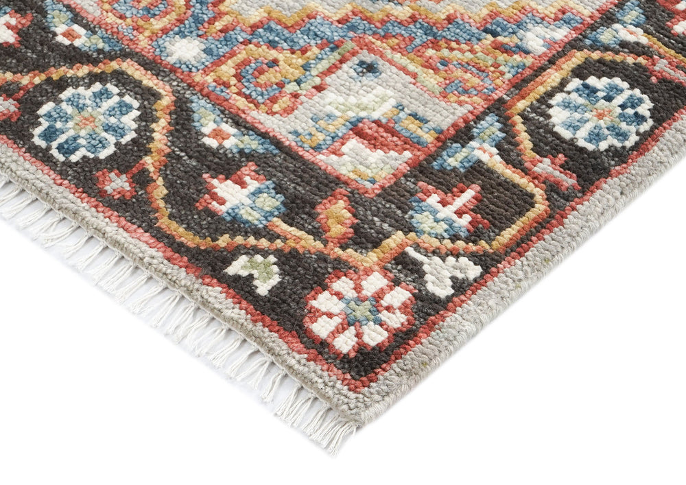 2'6x10 Gray, Rust, Ivory Color Hand Knotted Oushak Wool Traditional Oriental Rug