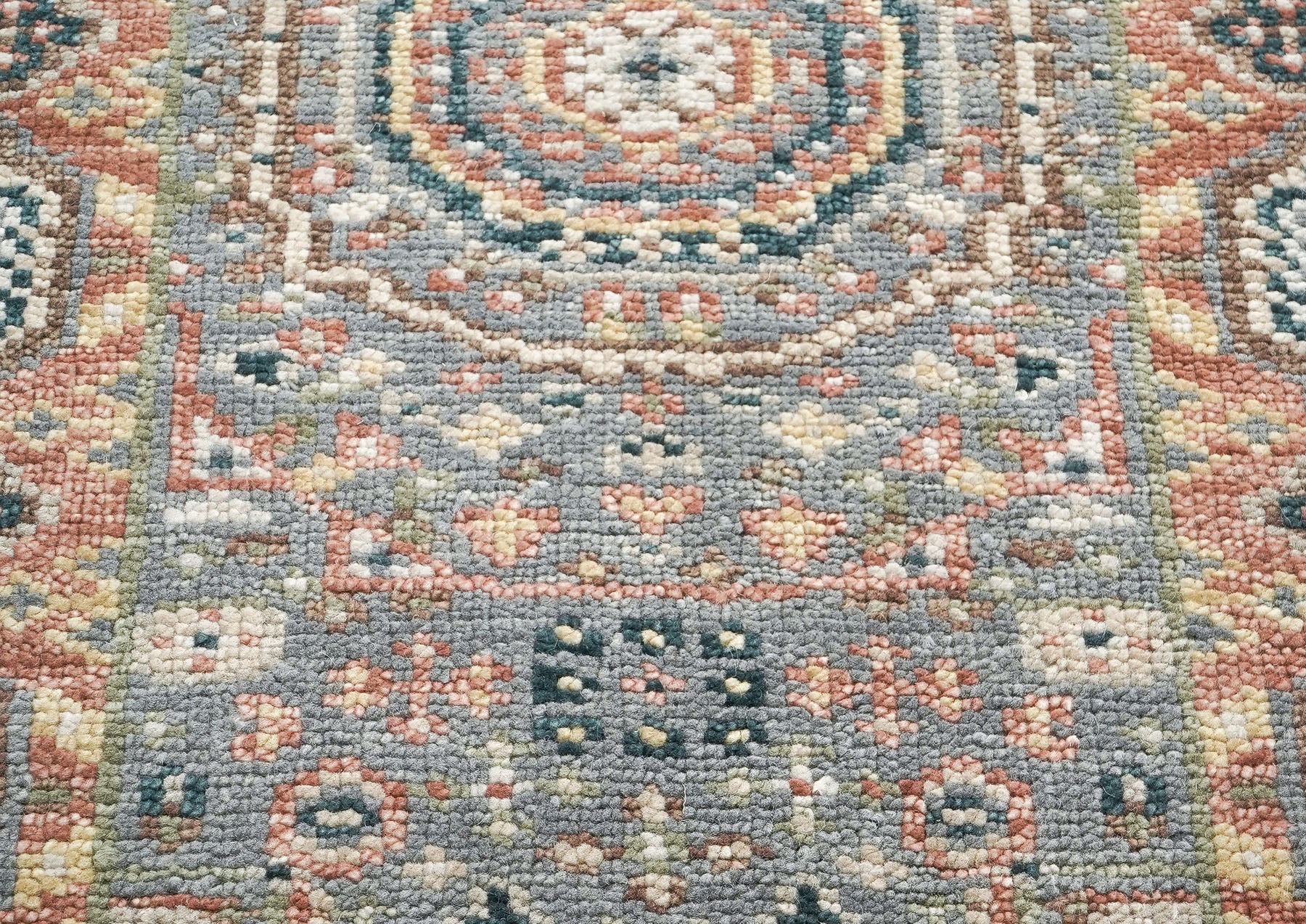 2'6x10 Gray, Blush, Tan Color Hand Knotted Oushak Wool Traditional Oriental Rug