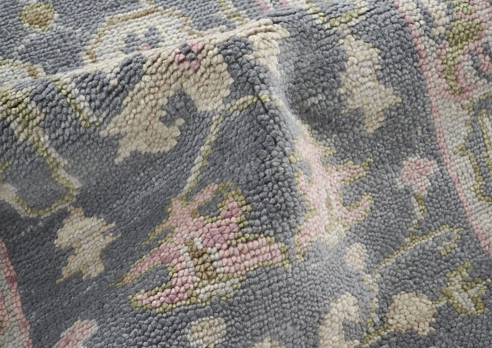 2'6x10 Slate, Gray, Sage Color Hand Knotted Oushak Wool Transitional Oriental Rug