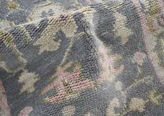 2'6x10 Slate, Gray, Sage Color Hand Knotted Oushak Wool Transitional Oriental Rug