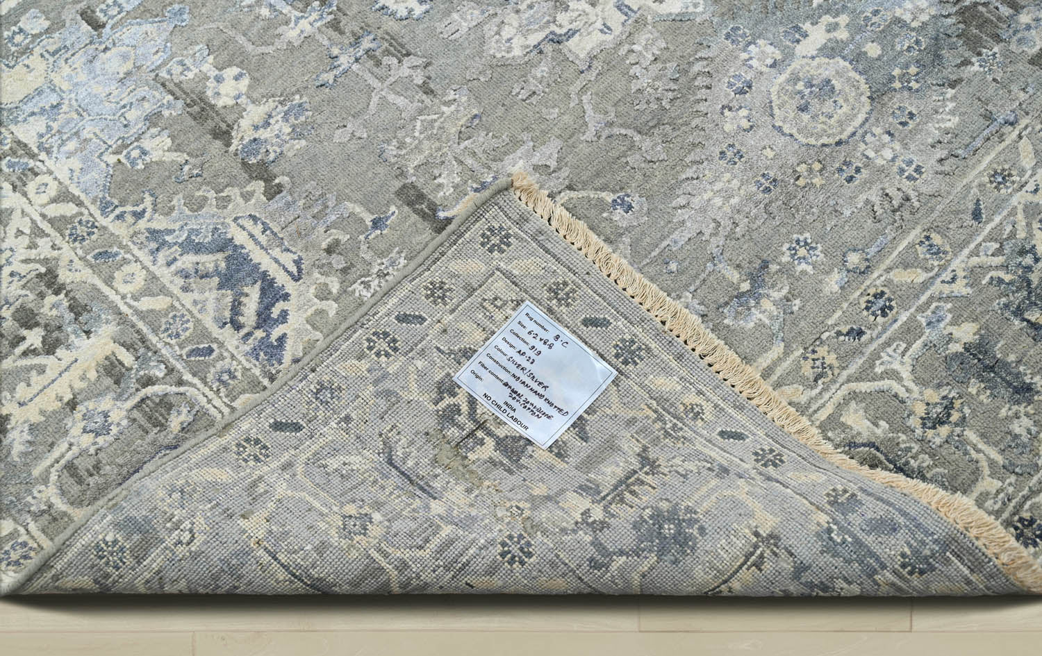 6x9 Gray, Blue, Beige Color Hand Knotted Oushak Wool Traditional Oriental Rug