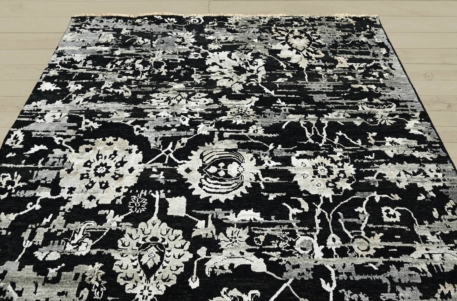 8x10 Black, Gray, Color Hand Knotted  Wool Transitional Oriental Rug