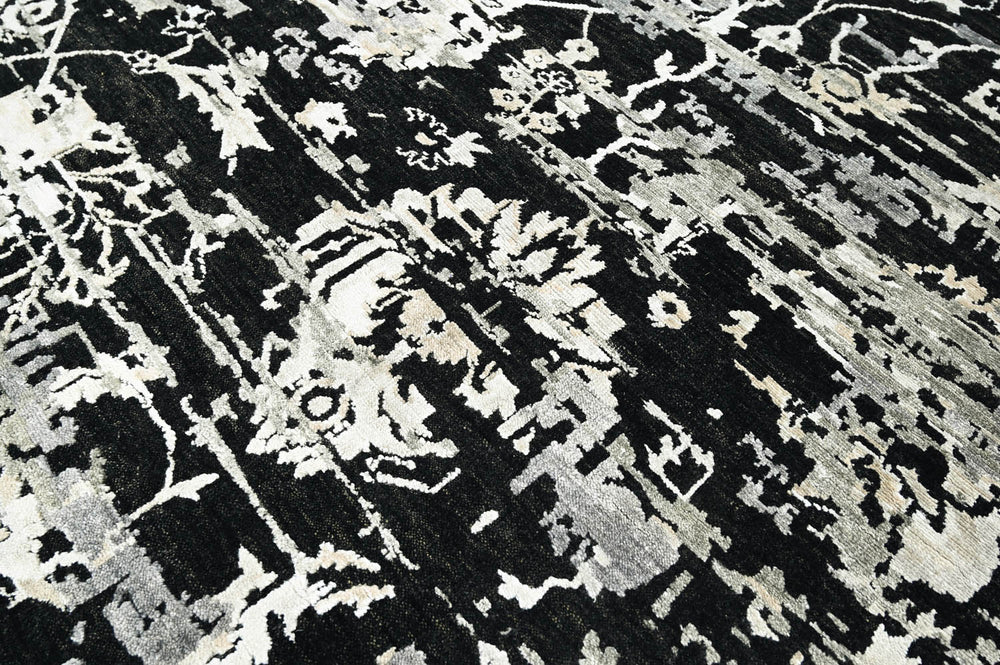 8x10 Black, Gray, Color Hand Knotted  Wool Transitional Oriental Rug