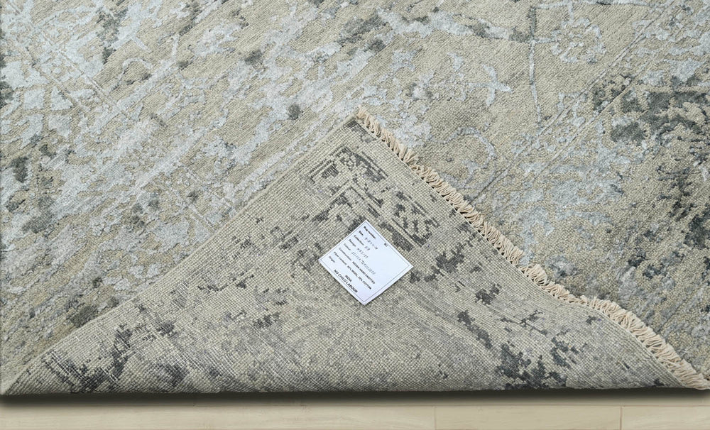 8x10 Beige, Gray, Muted Earth Tones Color Hand Knotted Oushak Wool Transitional Oriental Rug
