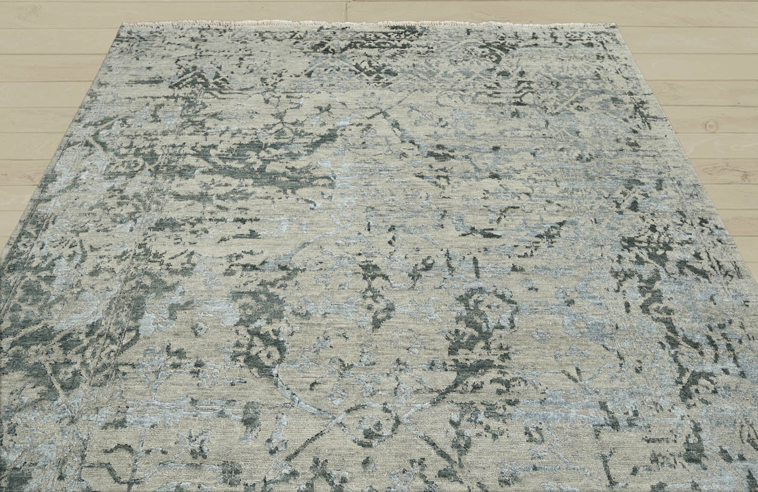 8x10 Beige, Gray, Muted Earth Tones Color Hand Knotted Oushak Wool Transitional Oriental Rug