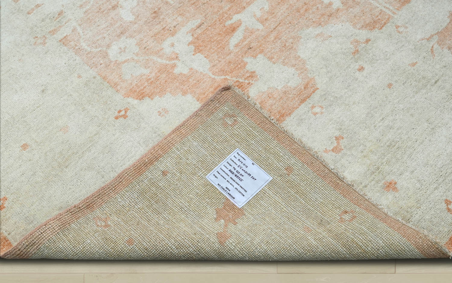 9x13 Peach, Gray, Beige Color Hand Knotted Oushak Wool Traditional Oriental Rug