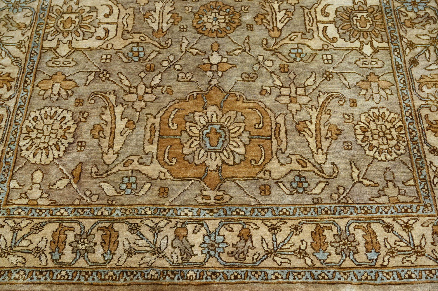 5x8 Gold, Beige, Blue Color Hand Knotted Oushak Wool Traditional Oriental Rug