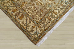 5x8 Gold, Beige, Blue Color Hand Knotted Oushak Wool Traditional Oriental Rug