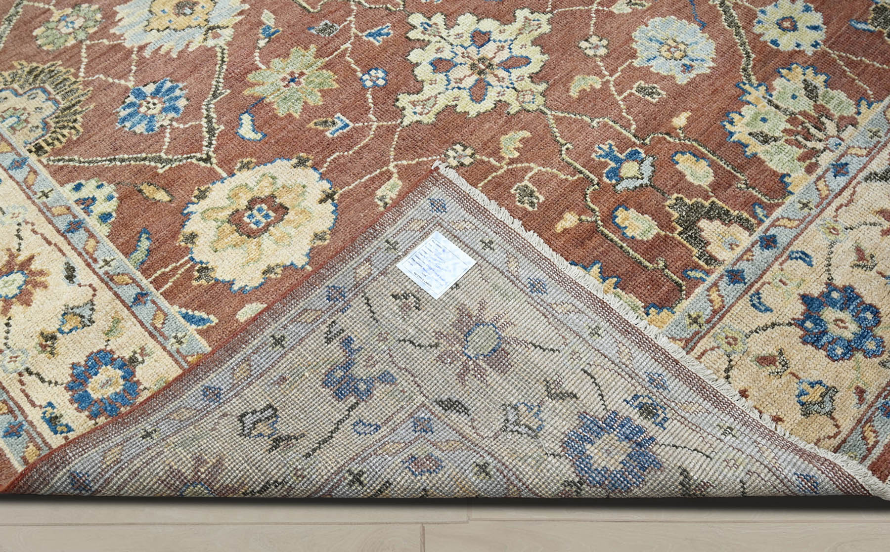 Multi Size Brown Beige Sage Color Hand Knotted Indo Oushak Wool Traditional Oriental Rug