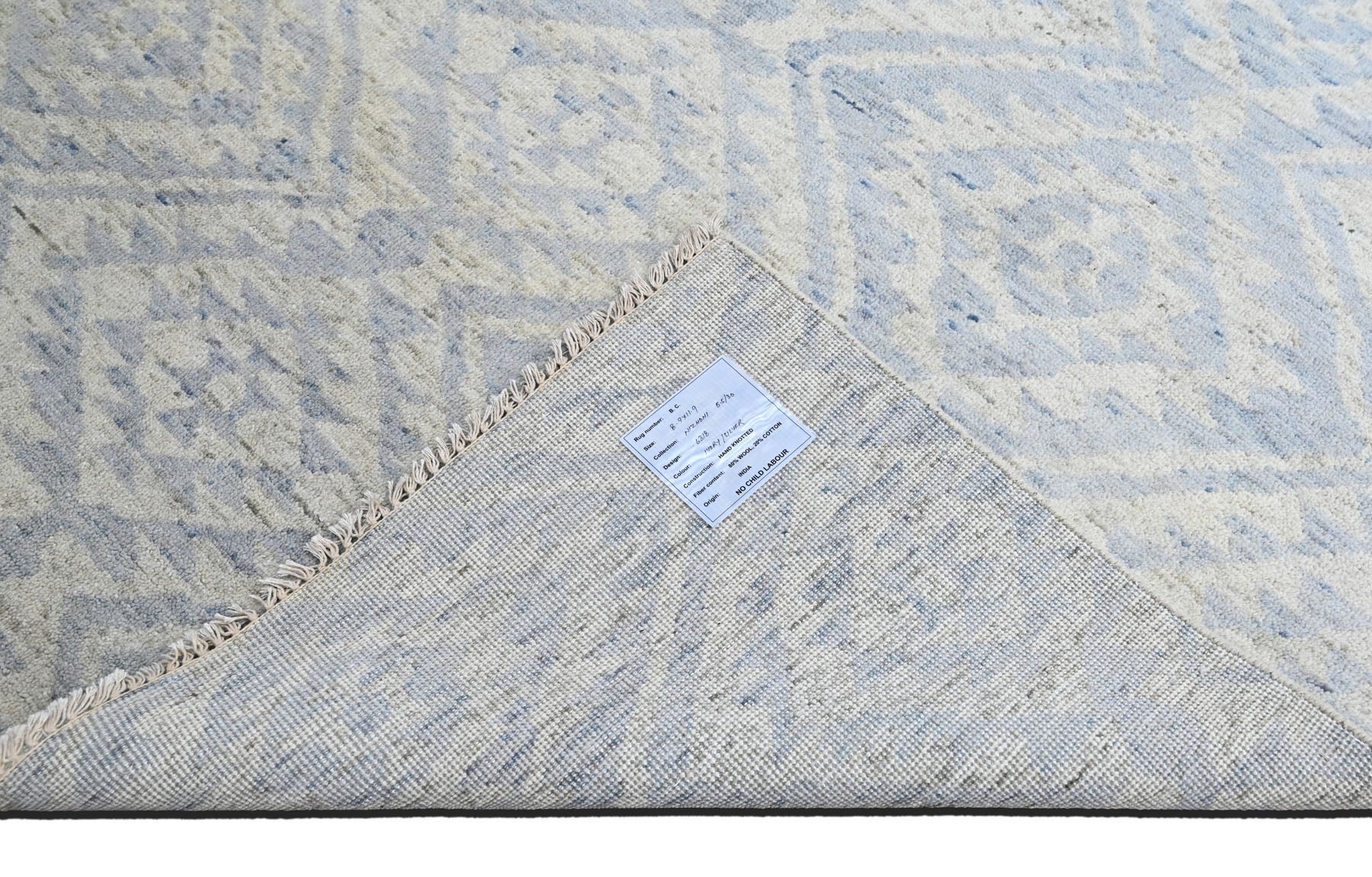 Multi Size Gray Blue Color Hand Knotted Oushak Wool  Oriental Rug
