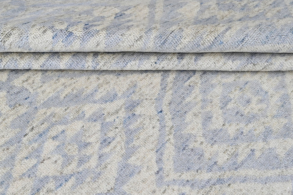 Multi Size Gray Blue Color Hand Knotted Oushak Wool  Oriental Rug
