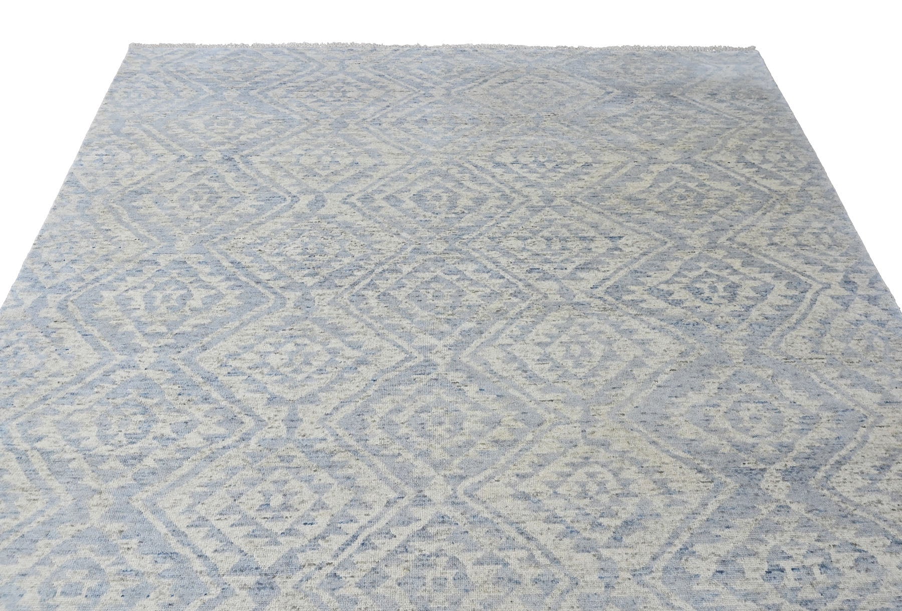Multi Size Gray Blue Color Hand Knotted Oushak Wool  Oriental Rug