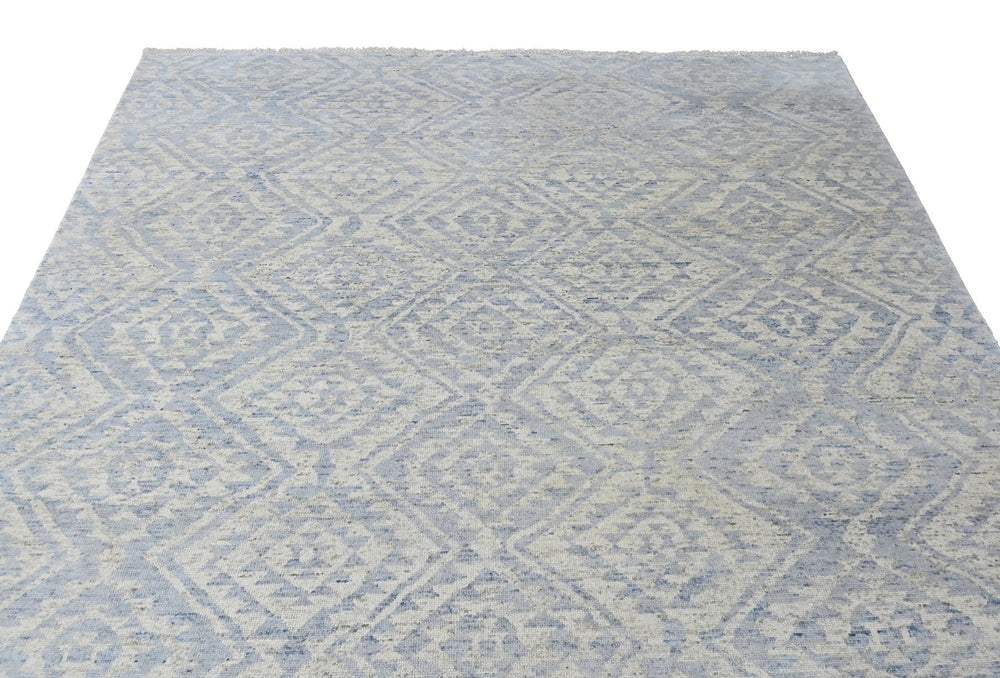 Multi Size Gray Blue Color Hand Knotted Oushak Wool  Oriental Rug