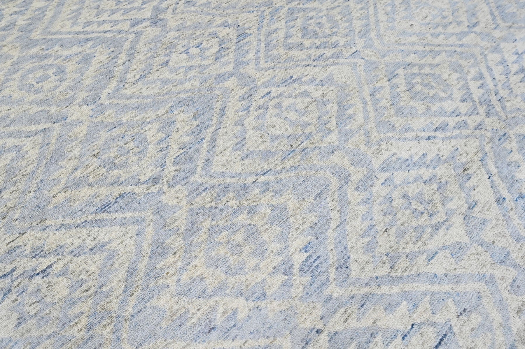 Multi Size Gray Blue Color Hand Knotted Oushak Wool  Oriental Rug