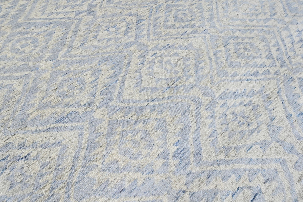 Multi Size Gray Blue Color Hand Knotted Oushak Wool  Oriental Rug