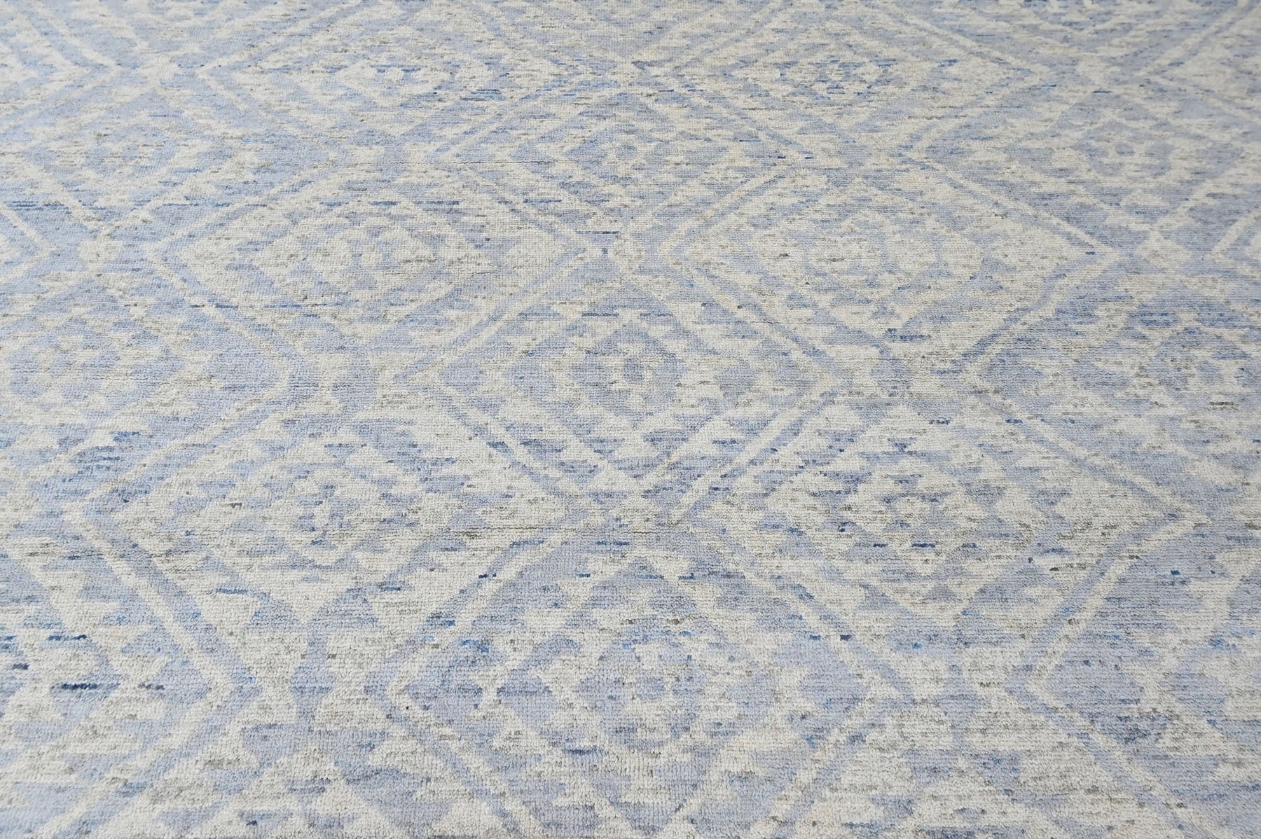 Multi Size Gray Blue Color Hand Knotted Oushak Wool  Oriental Rug