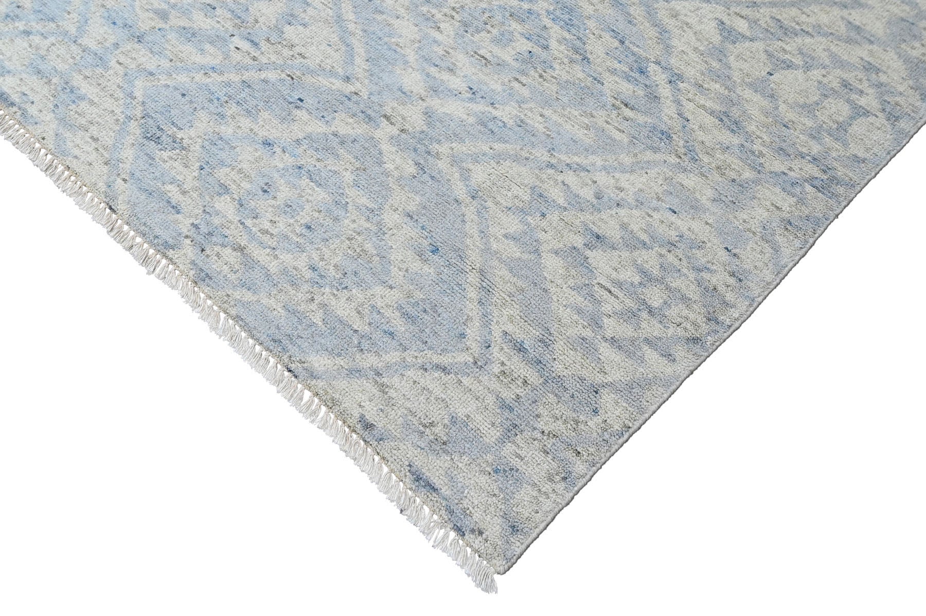 Multi Size Gray Blue Color Hand Knotted Oushak Wool  Oriental Rug