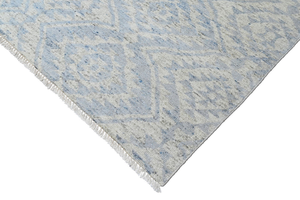 Multi Size Gray Blue Color Hand Knotted Oushak Wool  Oriental Rug