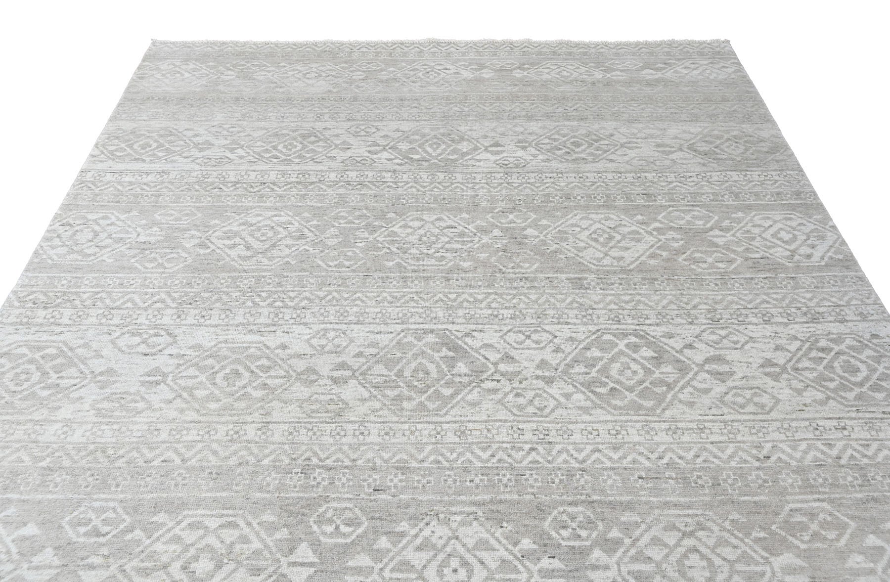 Multi Size Tone on Tone Gray Color Hand Knotted Oushak Wool  Oriental Rug