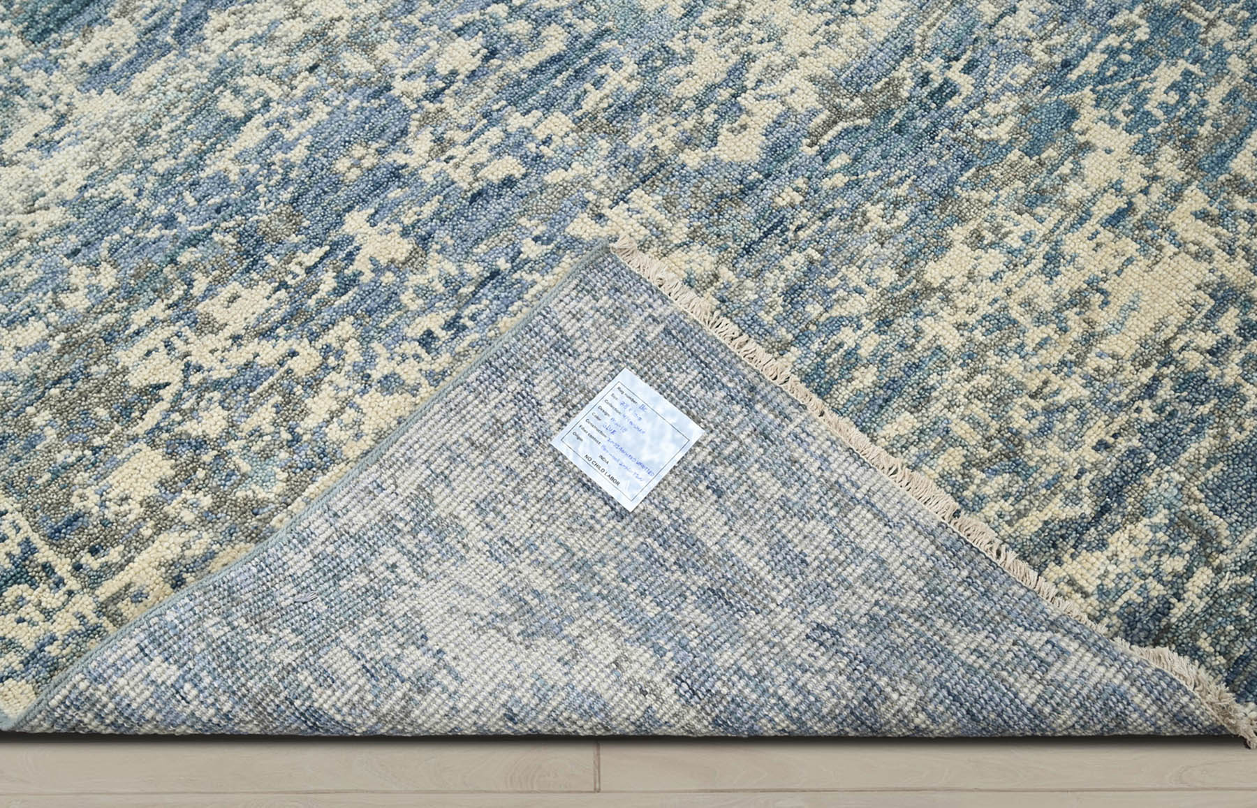 Multi Size Beige Blue Gray Color Hand Knotted Indo Oushak Wool Transitional Oriental Rug